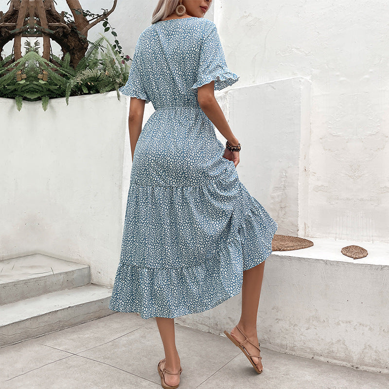 Damen Maxikleid Voluminöser Rock Spitzenakzente Norvielle