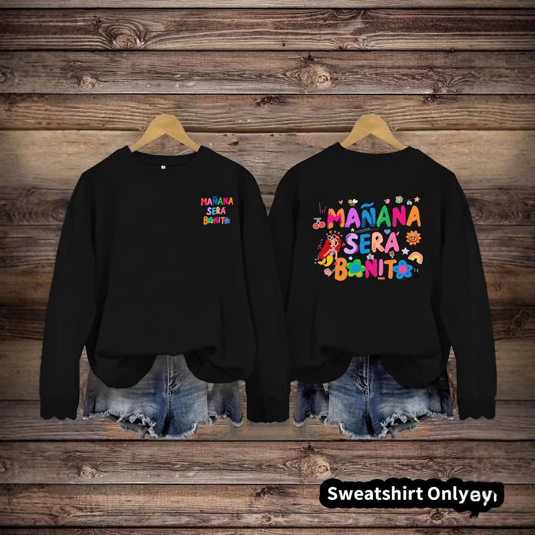 Damen Sweatshirt Verspielter Aufdruck Lässiger Schnitt Norvielle