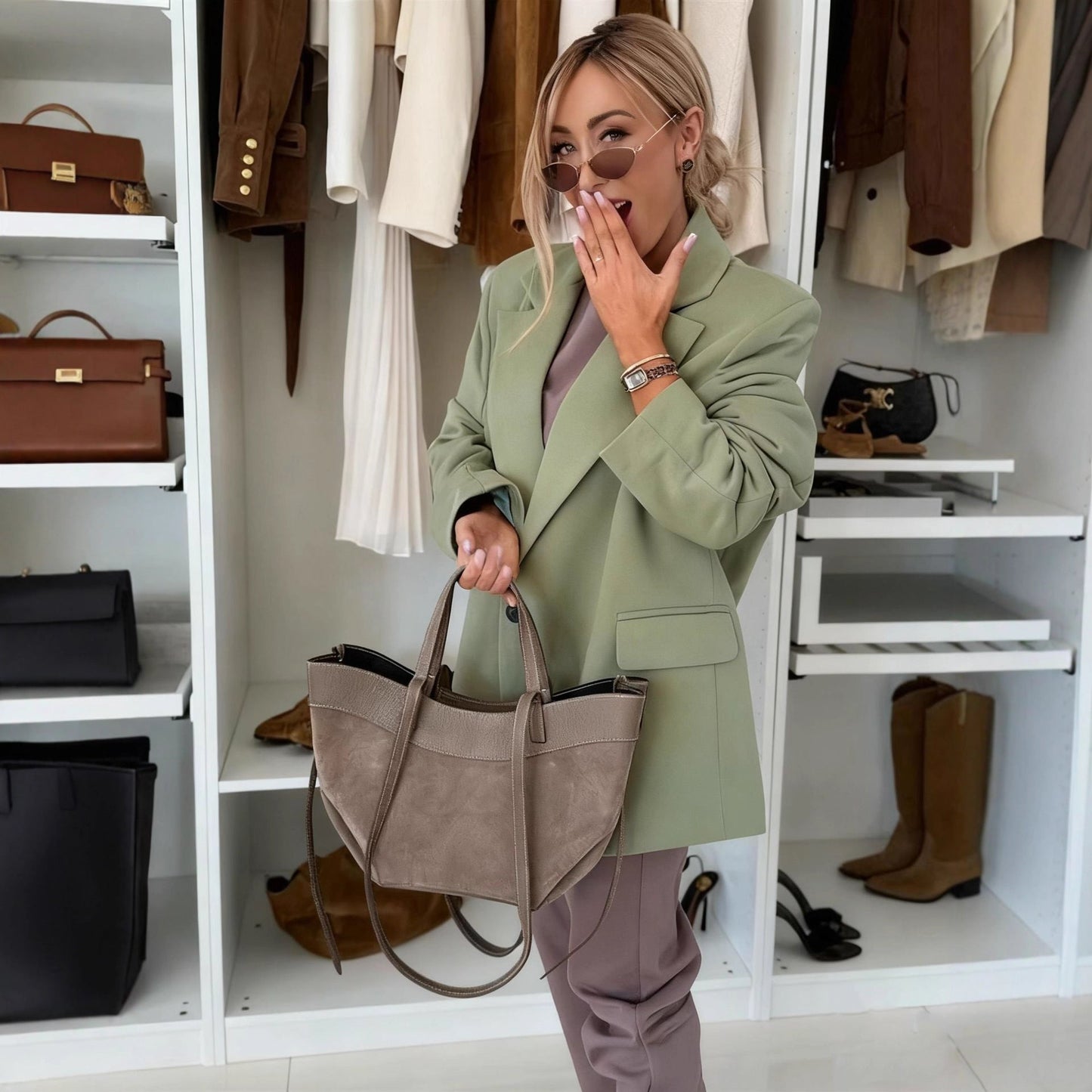 Damen Blazer mit Kapuze und Hose