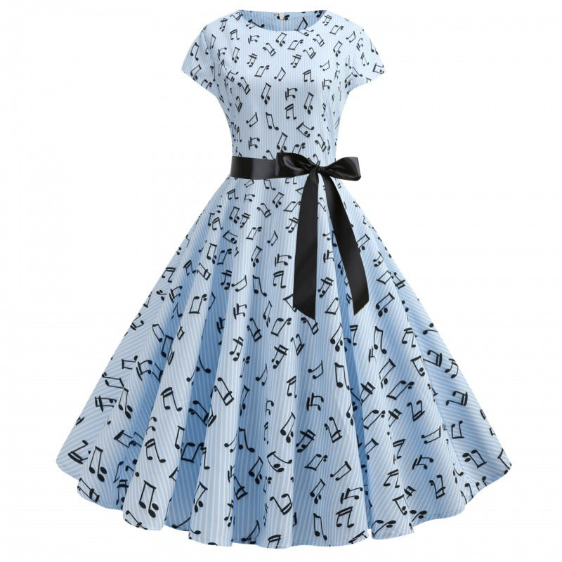 Damen Rockabilly Kleid Notenprint Norvielle - Norvielle