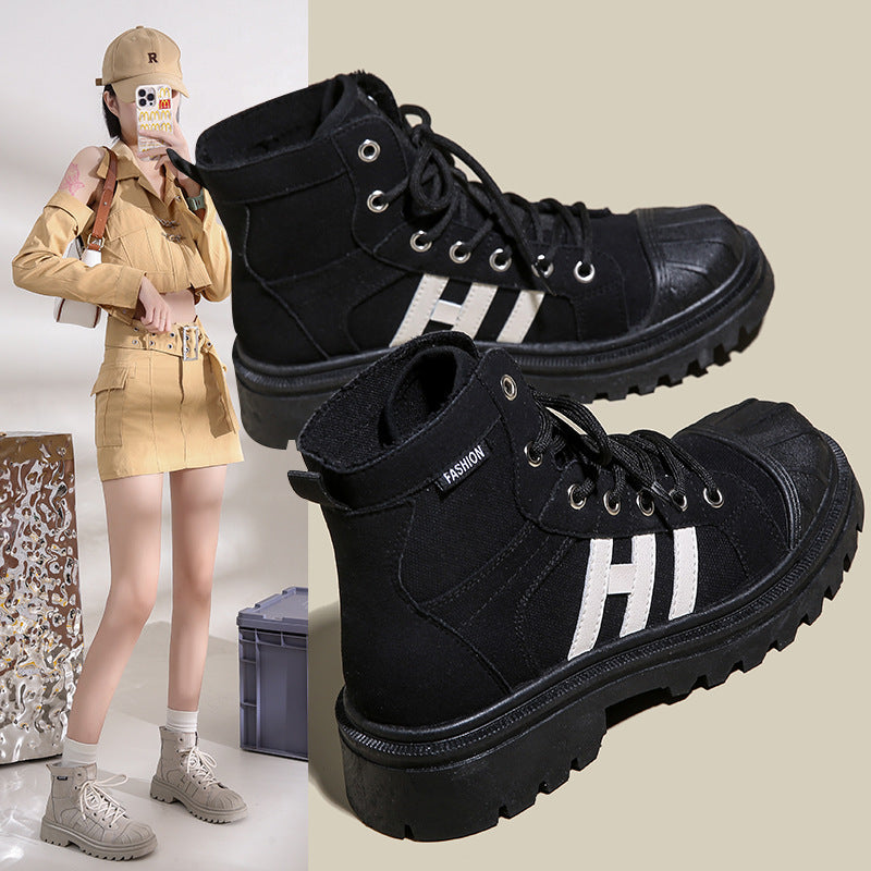 Damen Sneaker Hochformat Robustes Textil Trendige Sohle