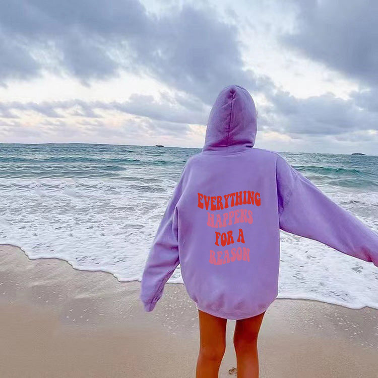 Damen Kapuzenpullover mit Motivschriftzug Baumwolle Bequem