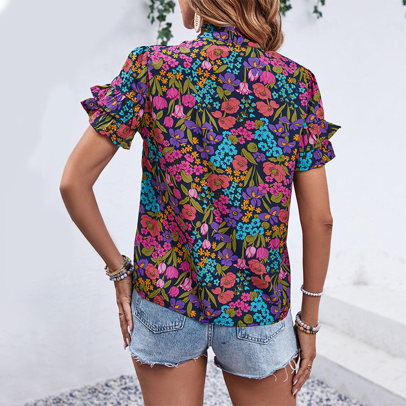 Damen Bluse Rüschendetails Floralmuster Norvielle