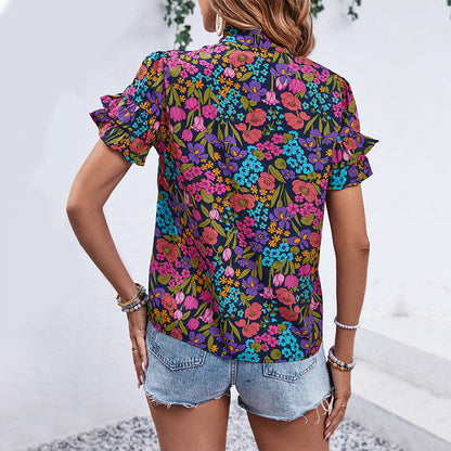 Damen Bluse Rüschendetails Floralmuster Norvielle
