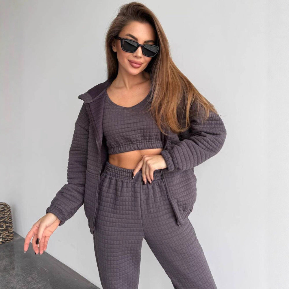 Damen Sportliches Loungewear-Set Gepolstertes Oberteil Elastische
