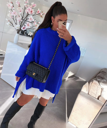 Damen Strickpullover Oversized Lässiger Schnitt Weite Ärmel Norvielle