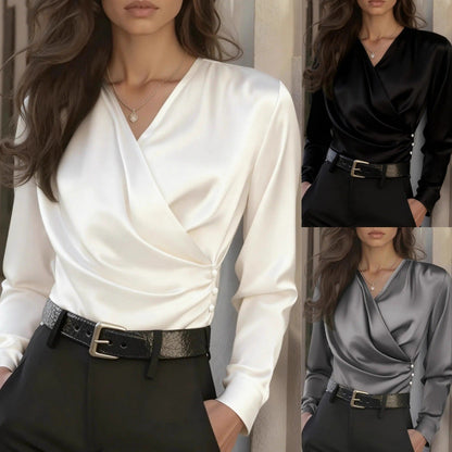 Damen Wickelbluse Knöpfe Elegante Bluse - Norvielle