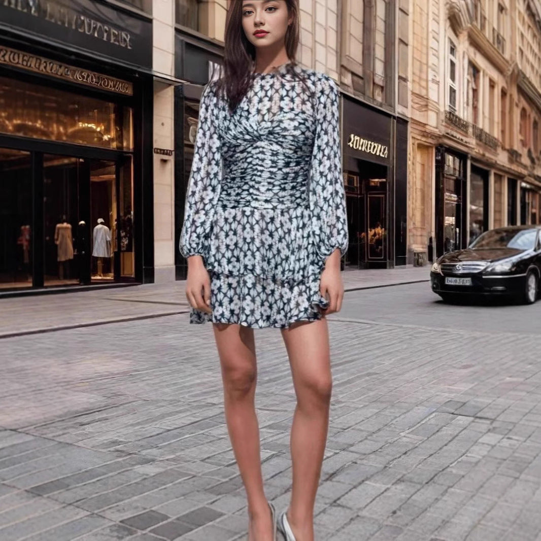 Damen Sommerkleid Voluminöser Rock Rüschen Details Norvielle