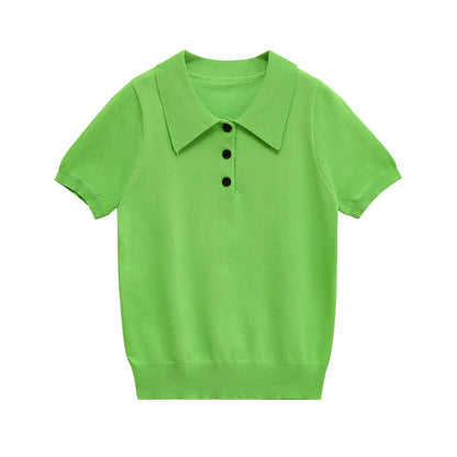Damen Poloshirt Kurzärmelig Klassische Knöpfe Norvielle