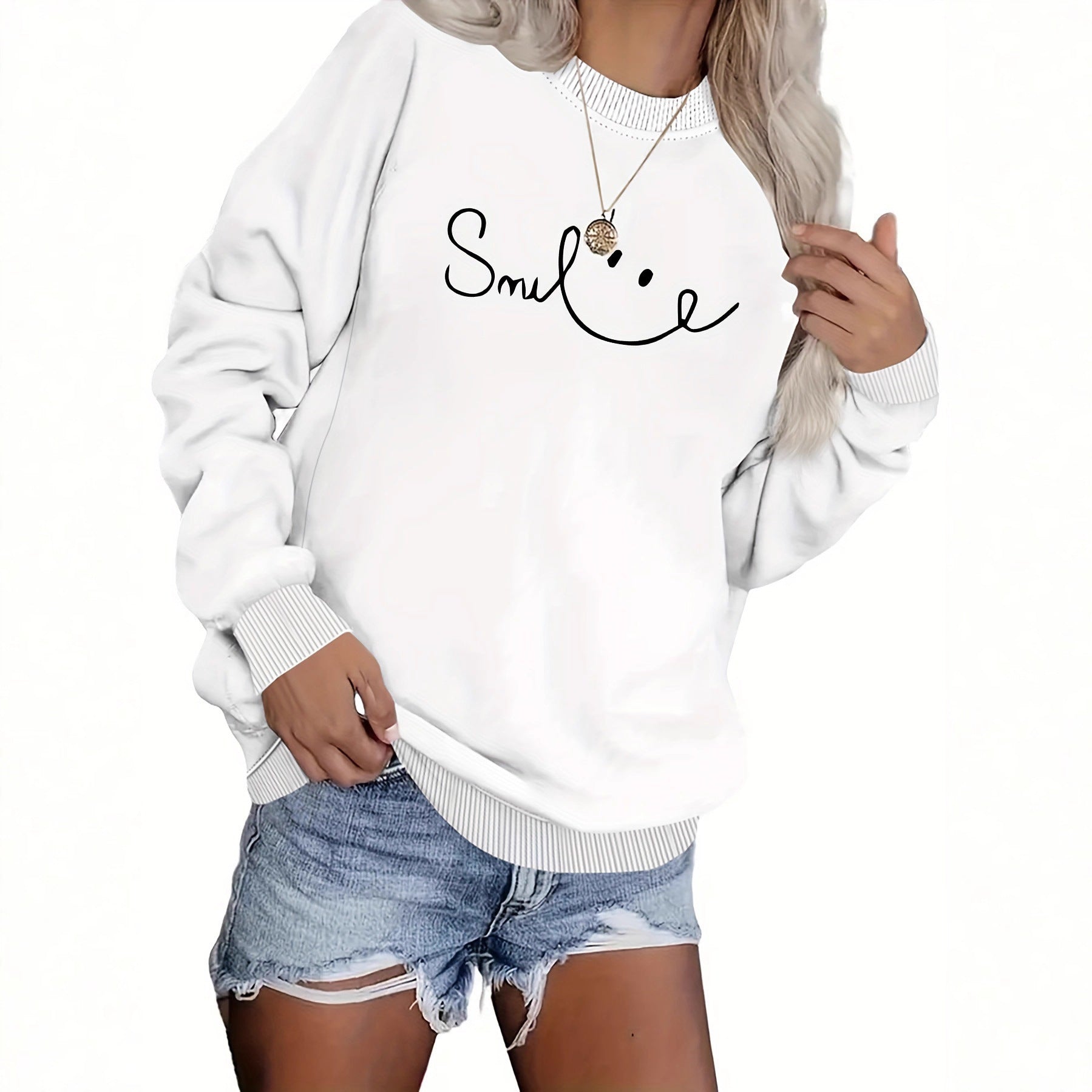 Damen Sweatshirt Lässiger Schriftzug Komfort Norvielle - Norvielle