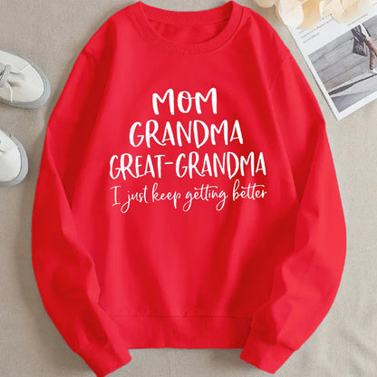 Damen Sweatshirt Kreativer Familienaufdruck Bequem Grün Norvielle