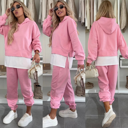 Damen Hoodie Jogginghose Set Elastisch