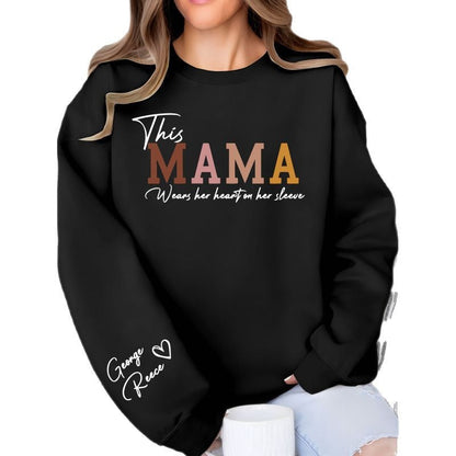 Damen Sweatshirt Mama Aufdruck Bequem Grün