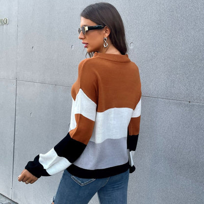 Damen Strickpullover Farbblock-Design Norvielle