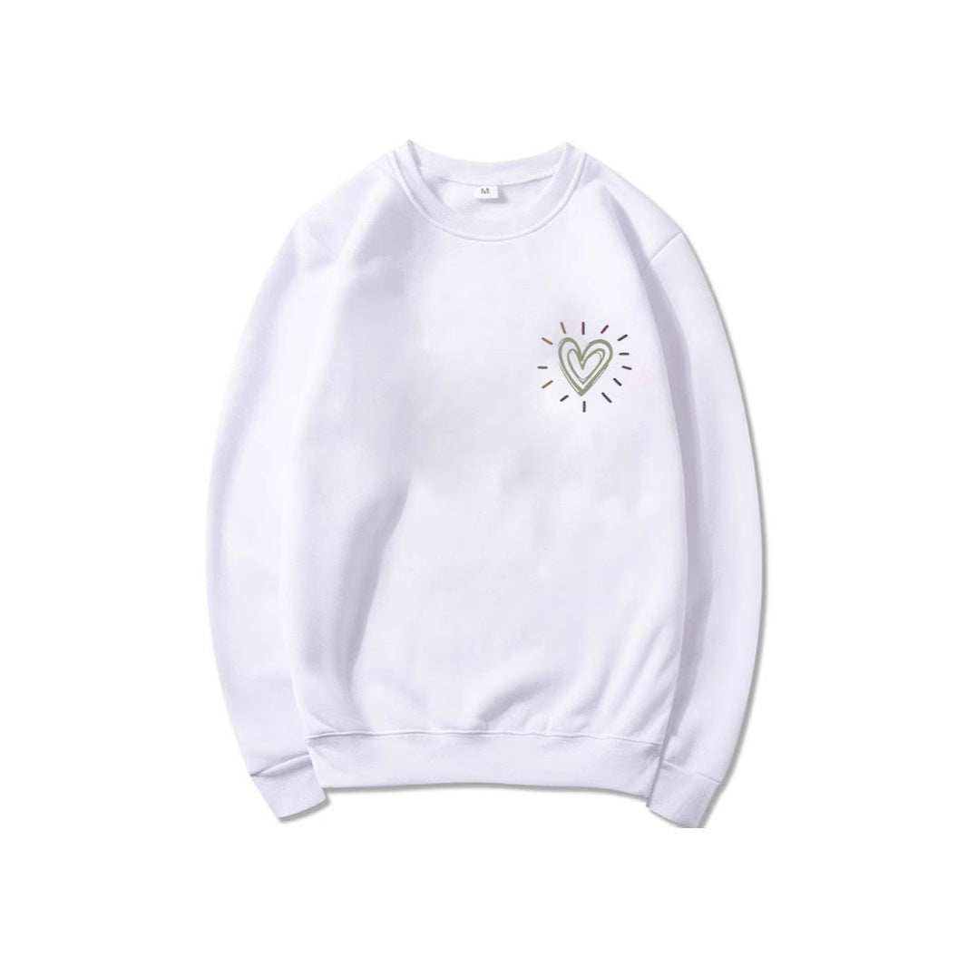 Damen Oversized Sweatshirt Herzmotiv Lässig Beige