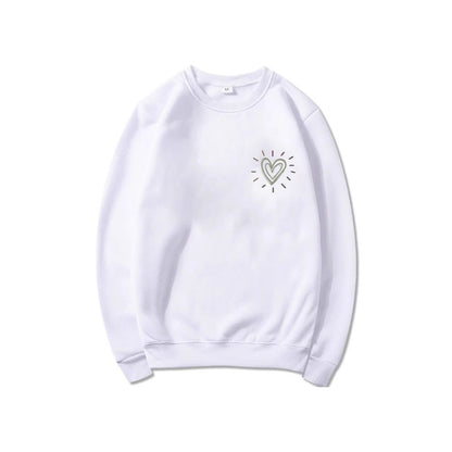 Damen Oversized Sweatshirt Herzmotiv Lässig Beige