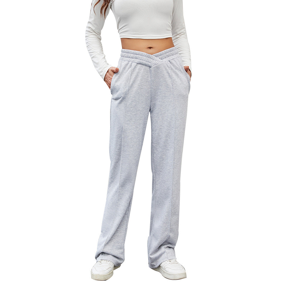 Damen Freizeithose Elastischer Bund Praktische Taschen Beige