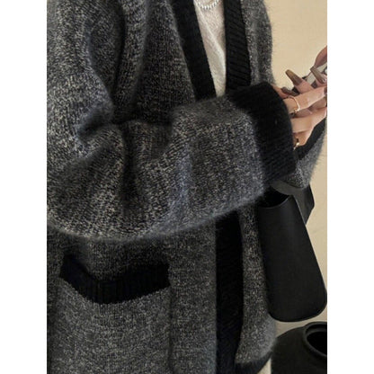 Damen Cardigan Kuschelig V-Ausschnitt Große Taschen Norvielle