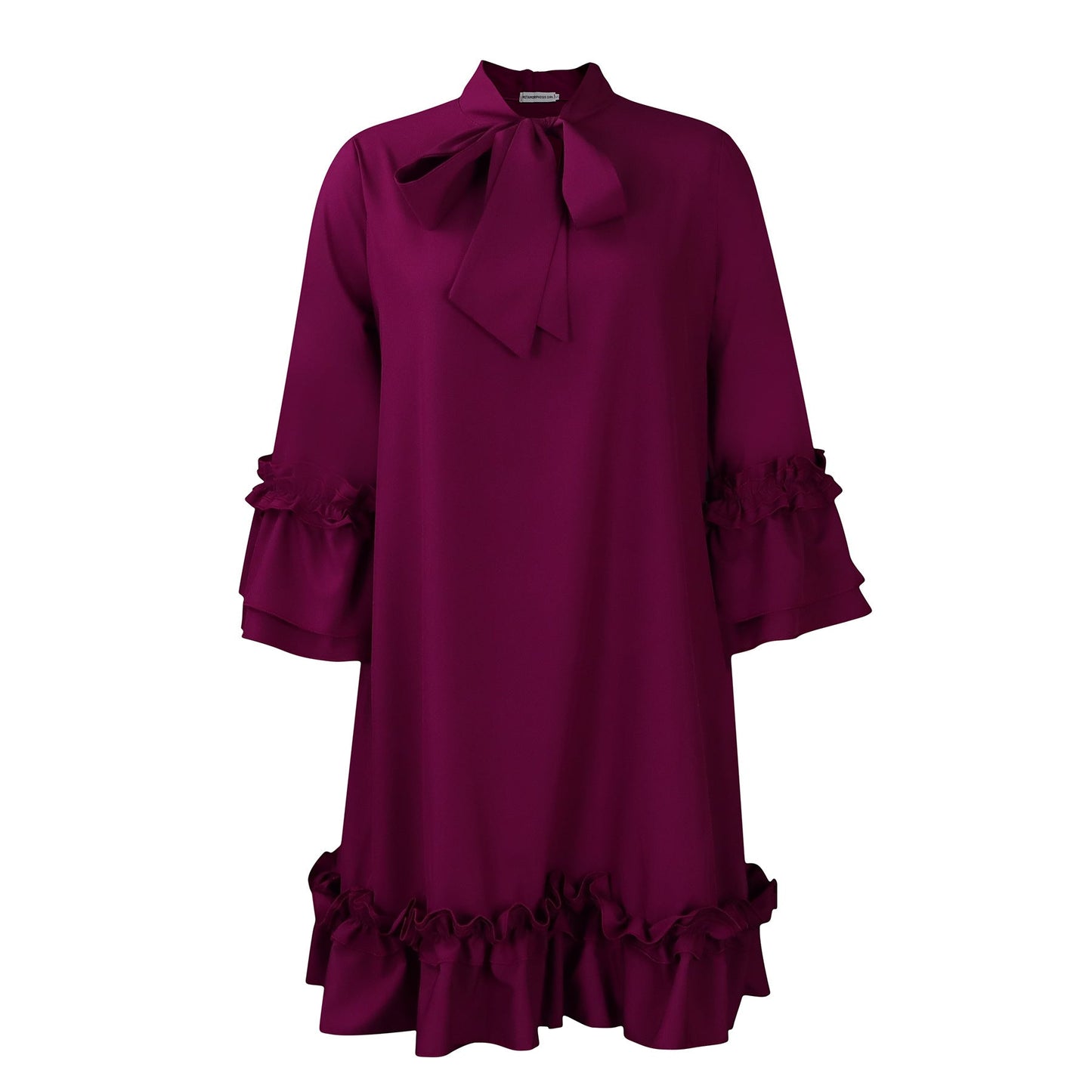 Damen Kleid mit Rüschendetails Stehkragen Norvielle