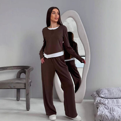 Damen Lounge-Set Klassischer Kragen Weites Design