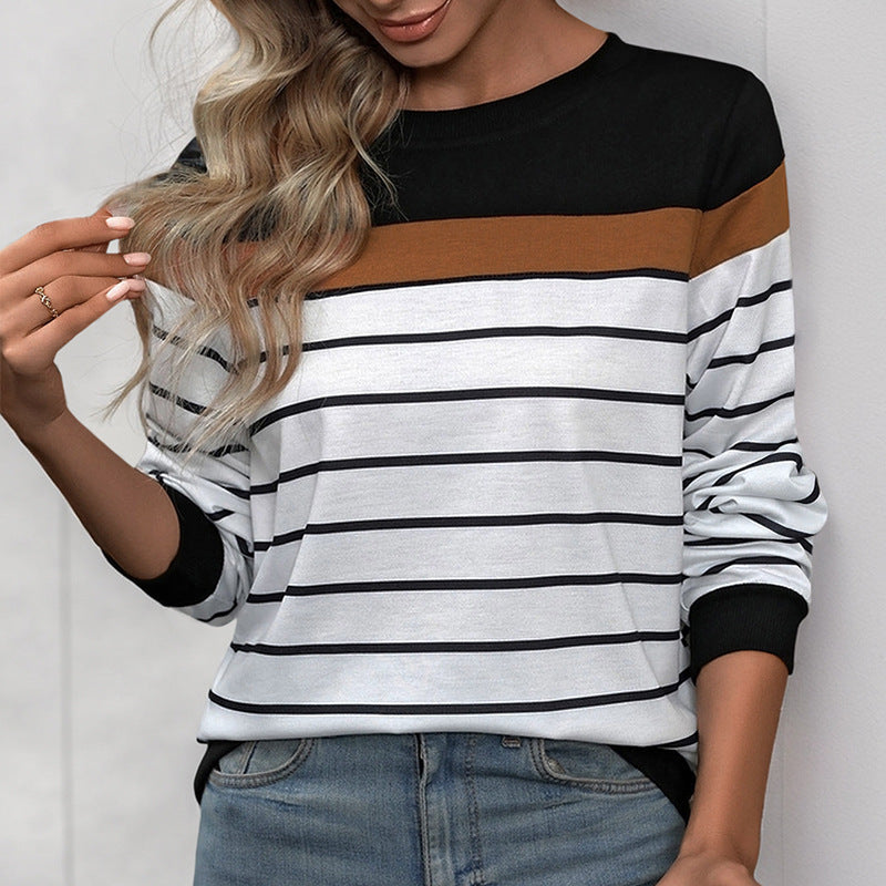 Damen Streifenpullover Farbblockdesign Norvielle