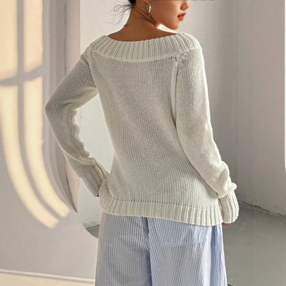 Damen Strickpullover Weite Schultern Strukturiert Norvielle
