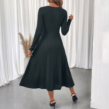 Damen Midi-Kleid Rippstrick Cut-Out Norvielle