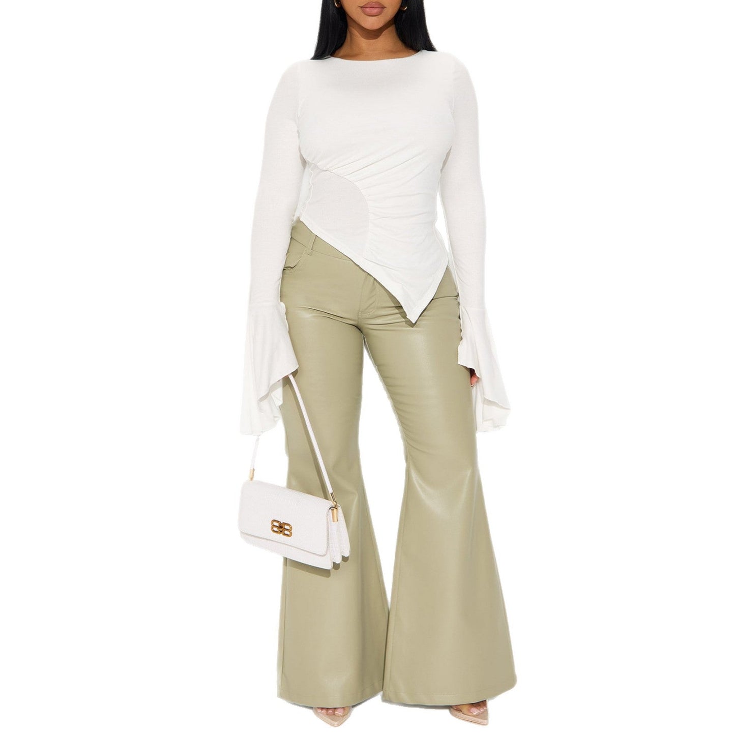 Damen Asymmetrisches Shirt mit Volants Norvielle