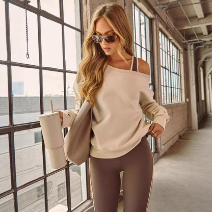 Damen Off-Shoulder Pullover Breite Ärmel Modisch Norvielle - Norvielle