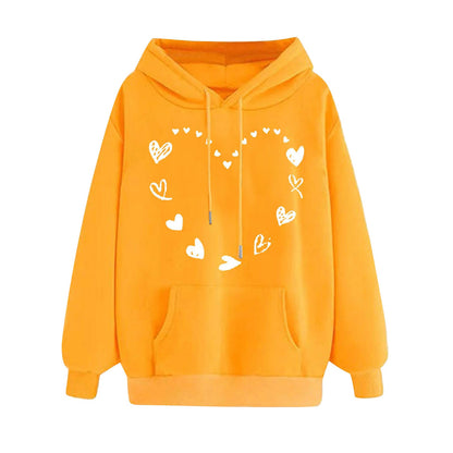 Damen Kapuzensweater Herzmotiv Kängurutasche Norvielle