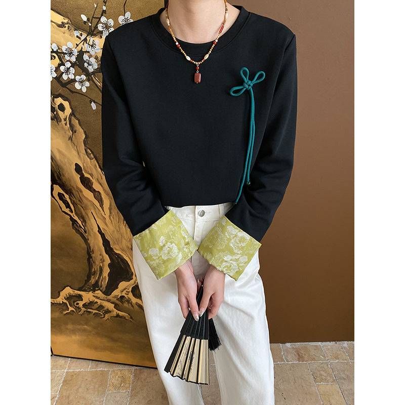 Damen Sweatshirt Floraler Kragen Norvielle