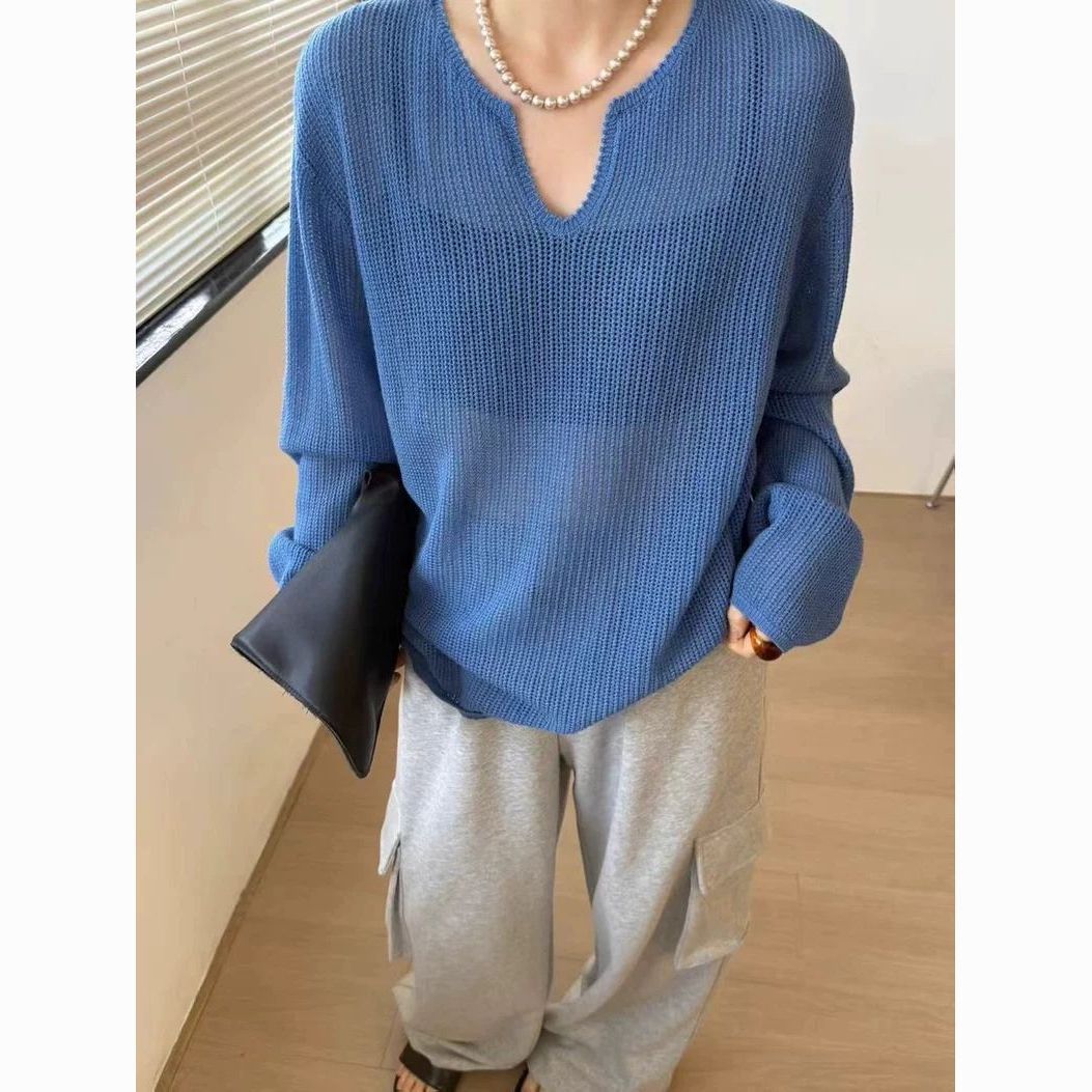 Damen Pullover V-Ausschnitt Lässig Norvielle