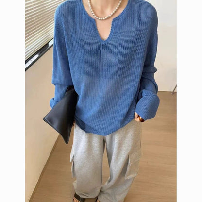 Damen Pullover V-Ausschnitt Lässig Norvielle
