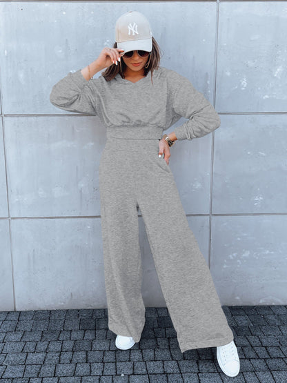 Damen Jumpsuit Weites Bein Kapuze Norvielle