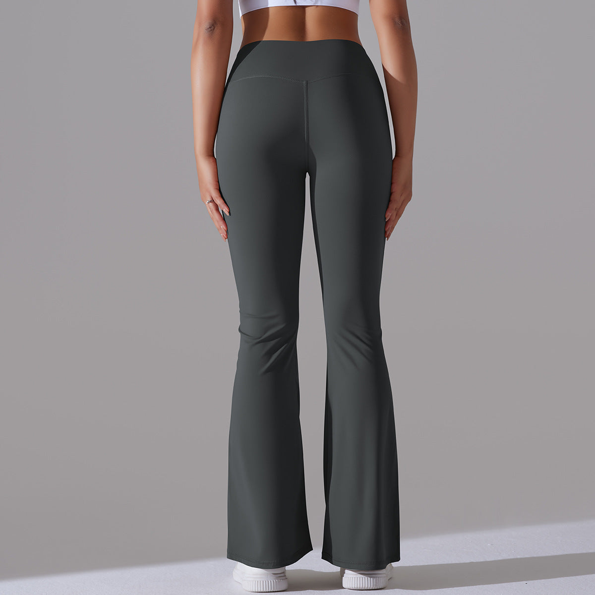 Damen Fitnesshose Flared High-Waist Sportleggings für Training