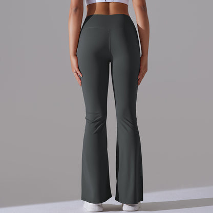 Damen Fitnesshose Flared High-Waist Sportleggings für Training