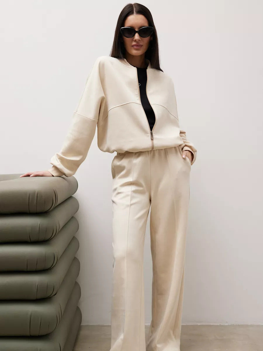 Damen Freizeit-Loungewear-Set mit Reißverschluss Weite Passform