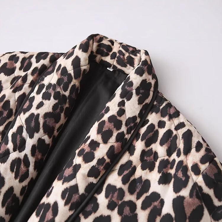 Damen Fleecejacke Leo-Muster Kuschelig Grün