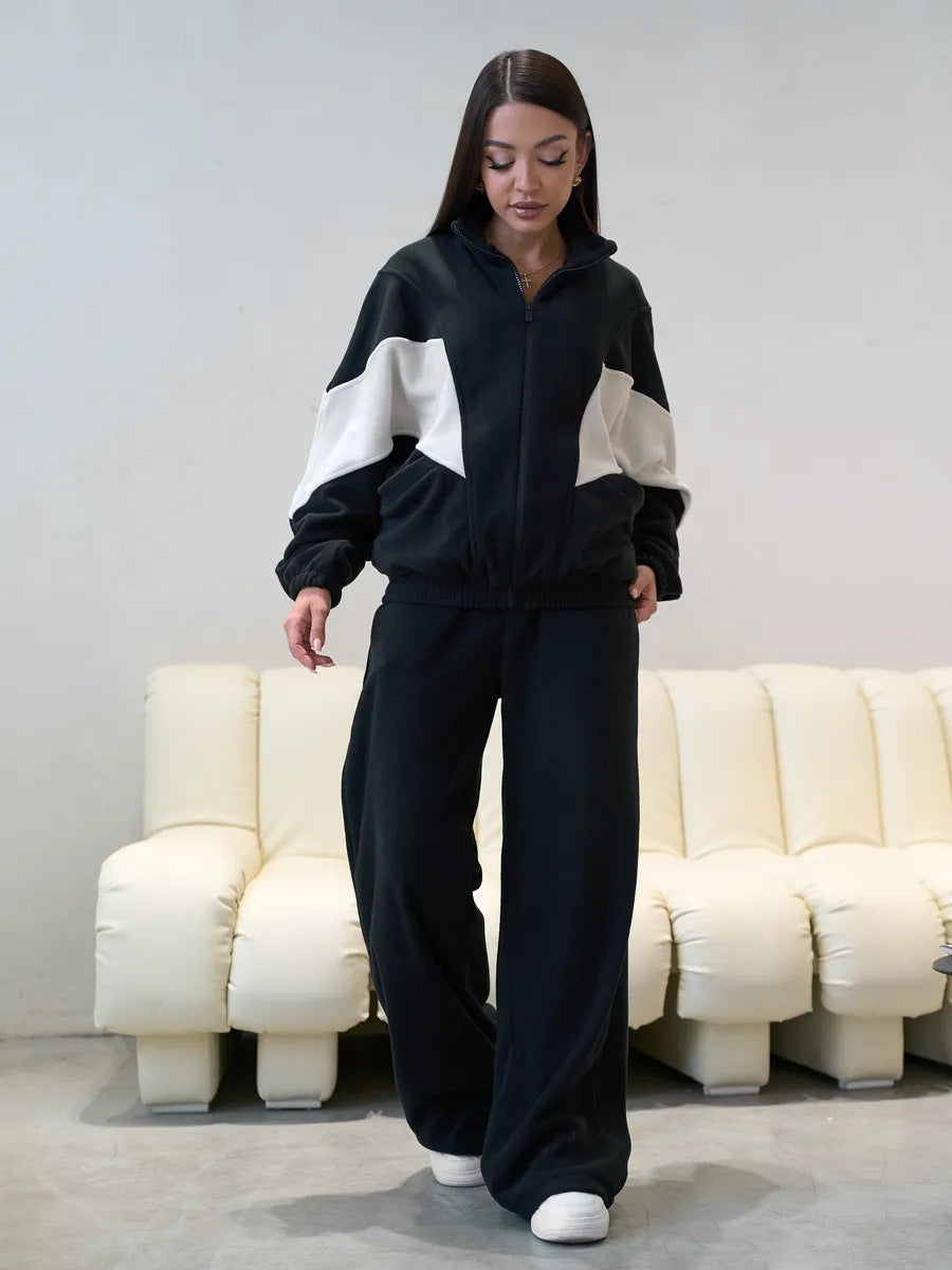 Damen Loungewear-Set Hochkragen Weite Ärmel Norvielle