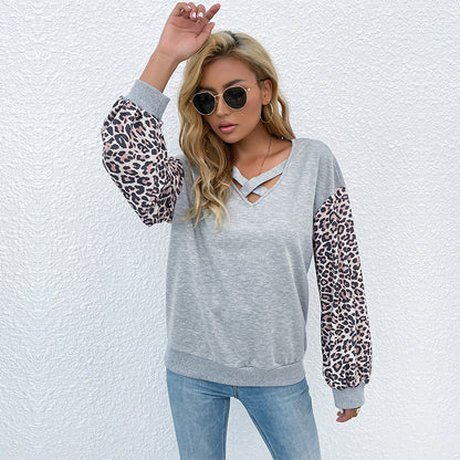 Damen Pullover Animal-Print Ärmel V-Ausschnitt Norvielle - Norvielle