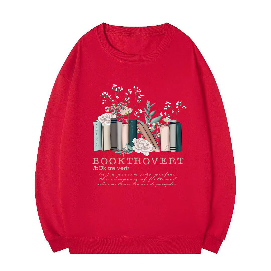 Damen Sweatshirt Bücherdesign Weiß - Norvielle