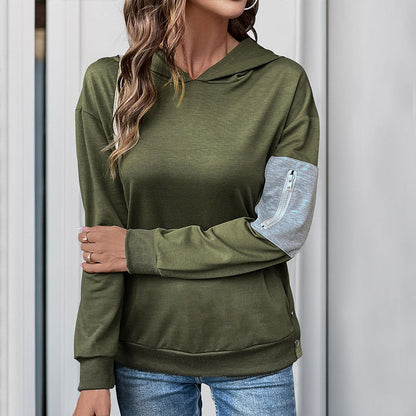 Damen Kapuzenpullover Lässig Reißverschluss