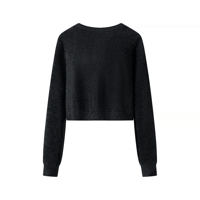Damen Kurze Strickjacke Glänzende Knöpfe Norvielle