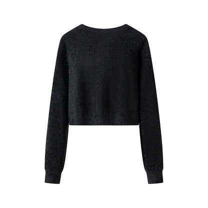 Damen Kurze Strickjacke Glänzende Knöpfe Norvielle