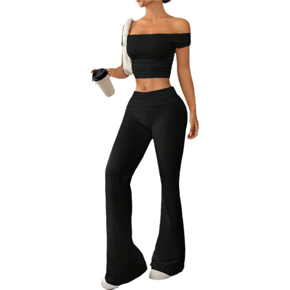 Norvielle Damen Crop- und High-Waist-Hosen Set