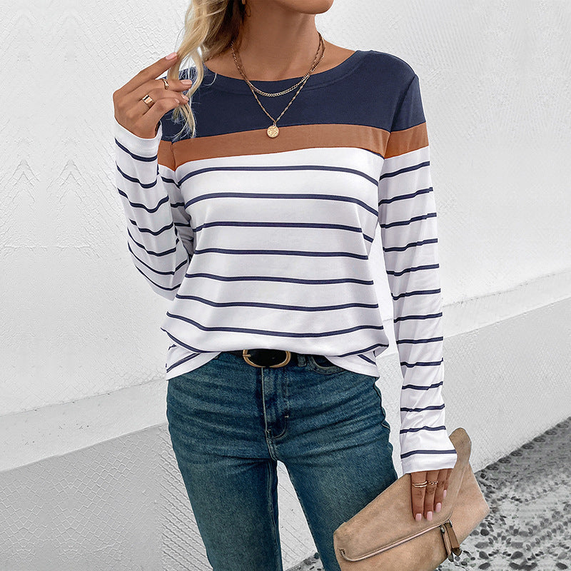 Damen Langarmshirt Streifen Farbhüpf-Design Norvielle