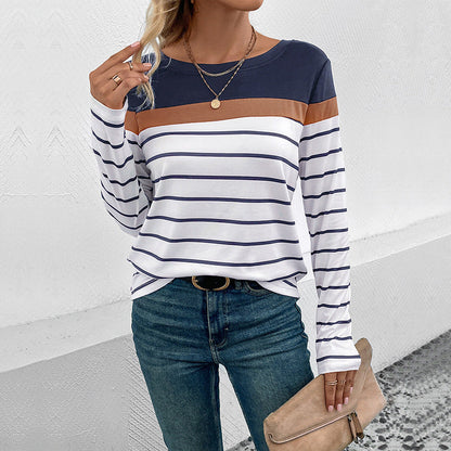 Damen Langarmshirt Streifen Farbhüpf-Design Norvielle