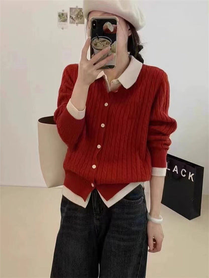 Damen Strickpullover mit Knopfdesign und Rippenstruktur Norvielle