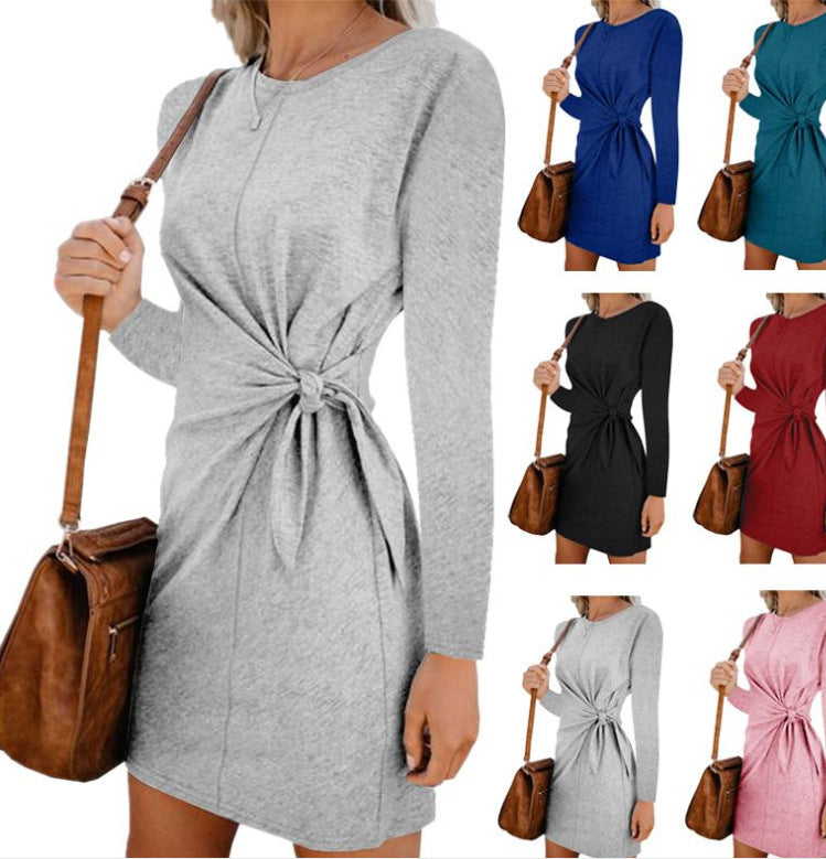 Damen Kurzarmkleid mit Knotendetail Eleganter Schnitt - Norvielle