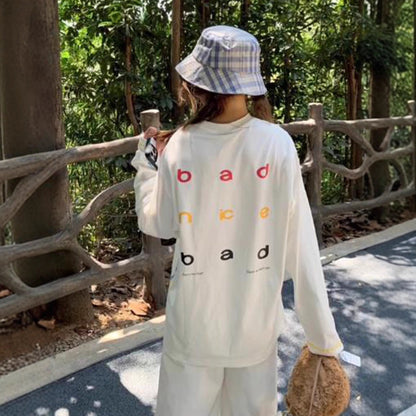 Damen Oversized Sweatshirt Bunt Streifen Baumwolle Groß
